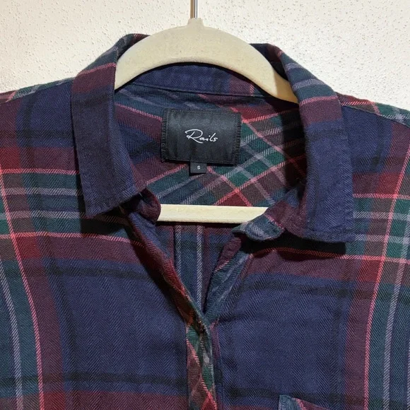 Rails Hunter Marine Rose Teal Plaid Flannel Button Down Long Sleeve Shirt Small - Picture 5 of 10